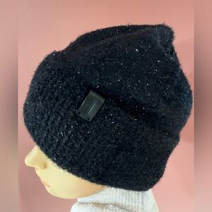 All Saints Black Glitter Knit Hat